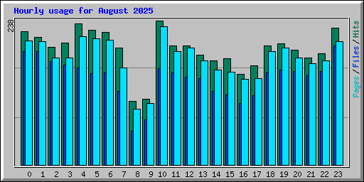 Hourly usage for August 2025